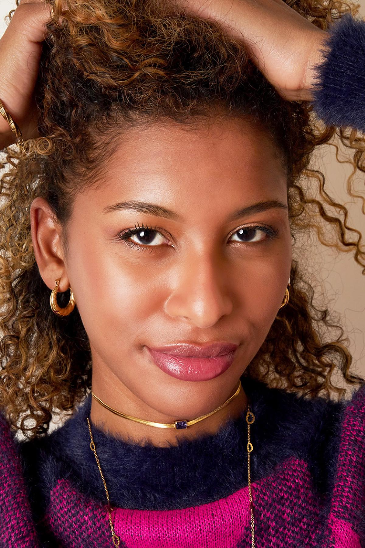 Earrings Baguette Gold Color Stainless Steel