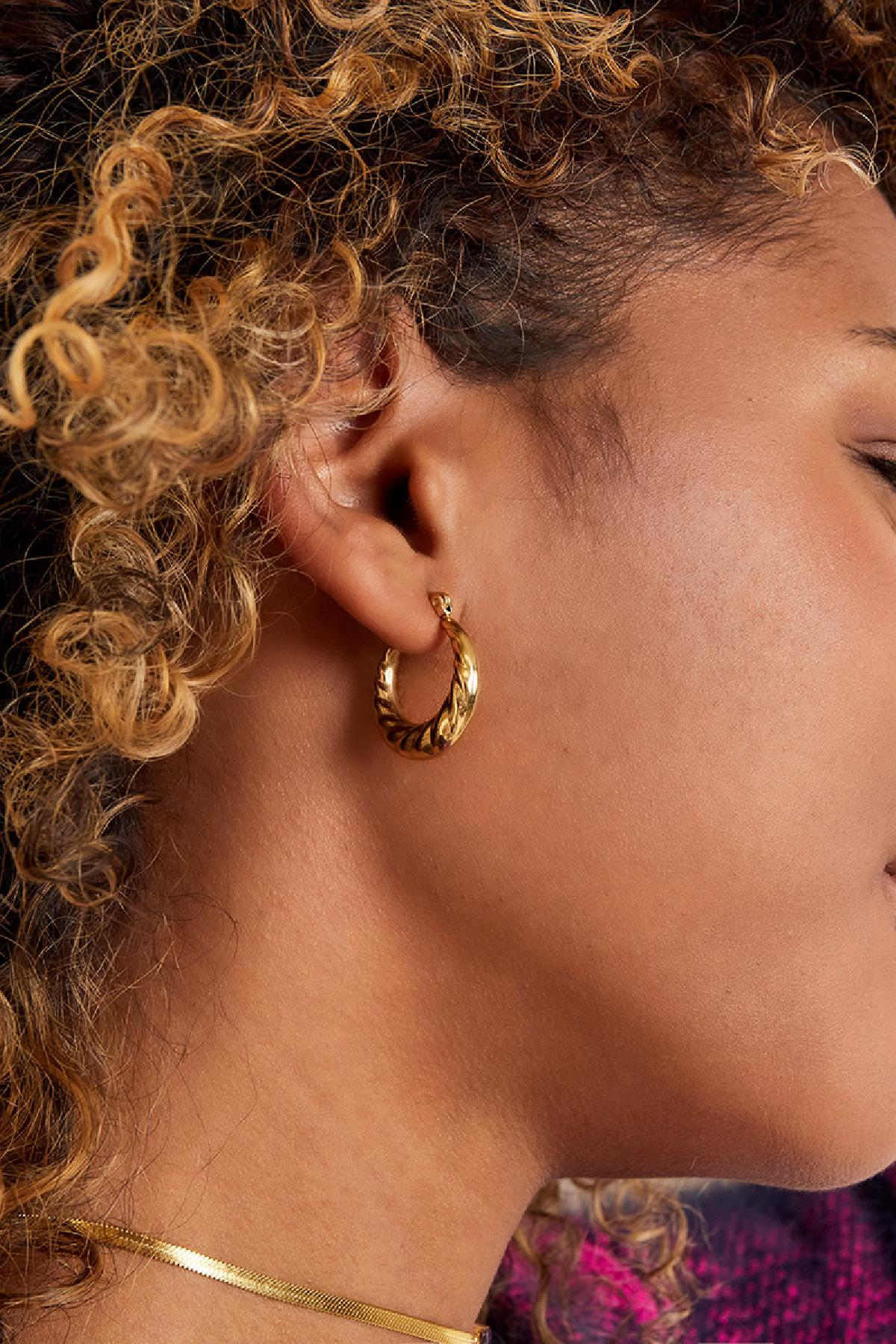 Earrings Baguette Gold Color Stainless Steel