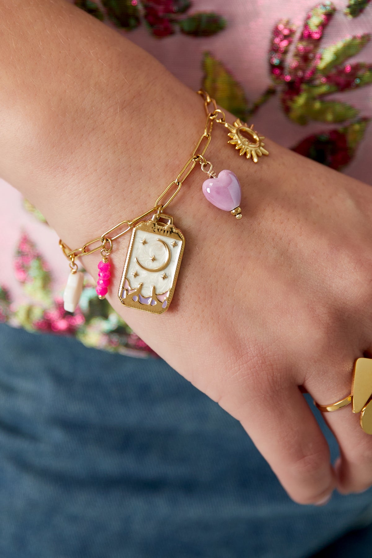 charm bracelet tiny moon