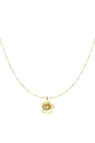 ball necklace with flower pendant and pearl