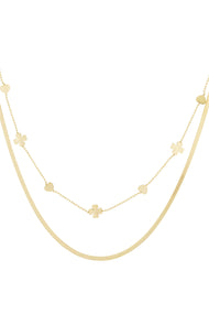 double necklace clover heart