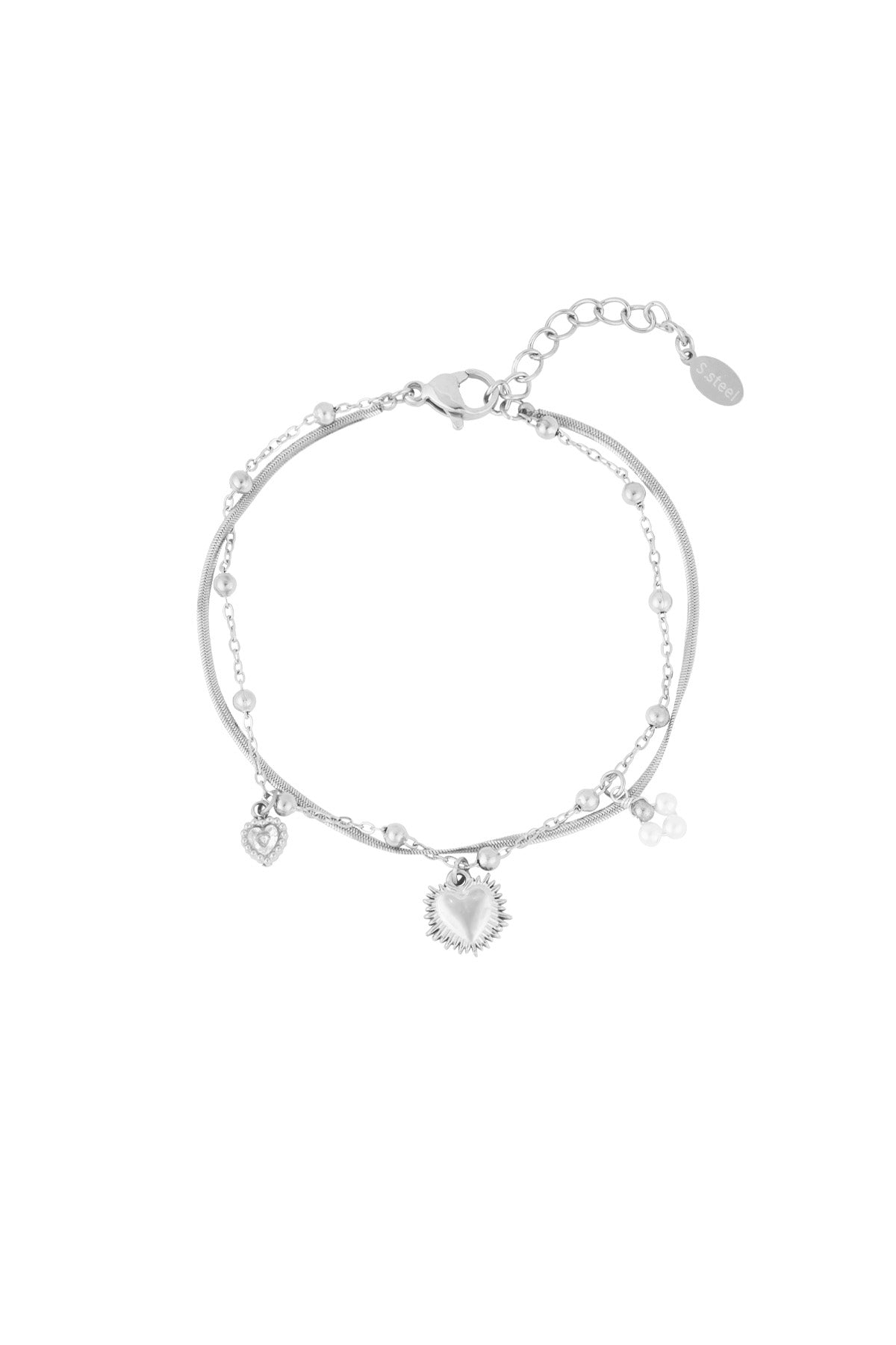double bracelet with heart charm