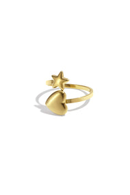 Ring with heart and star