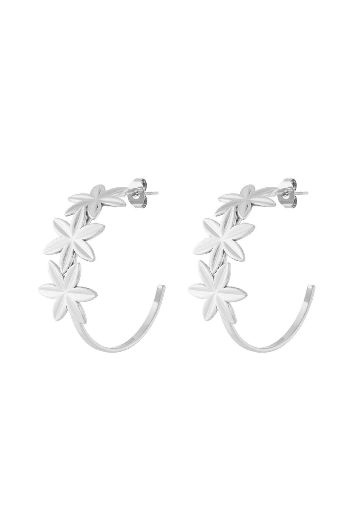 Hoop earrings adorned with flowers