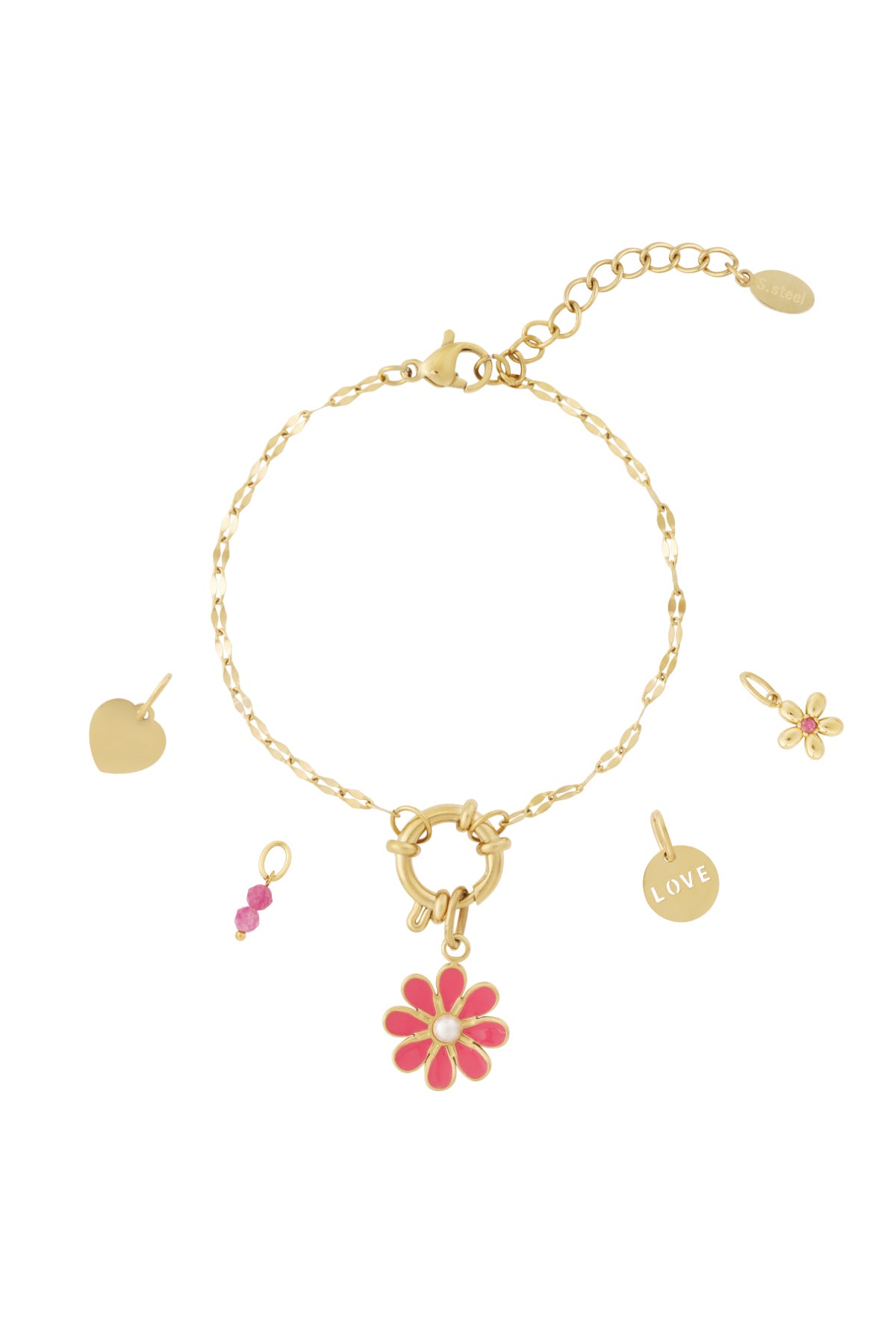 Red flower DIY bracelet