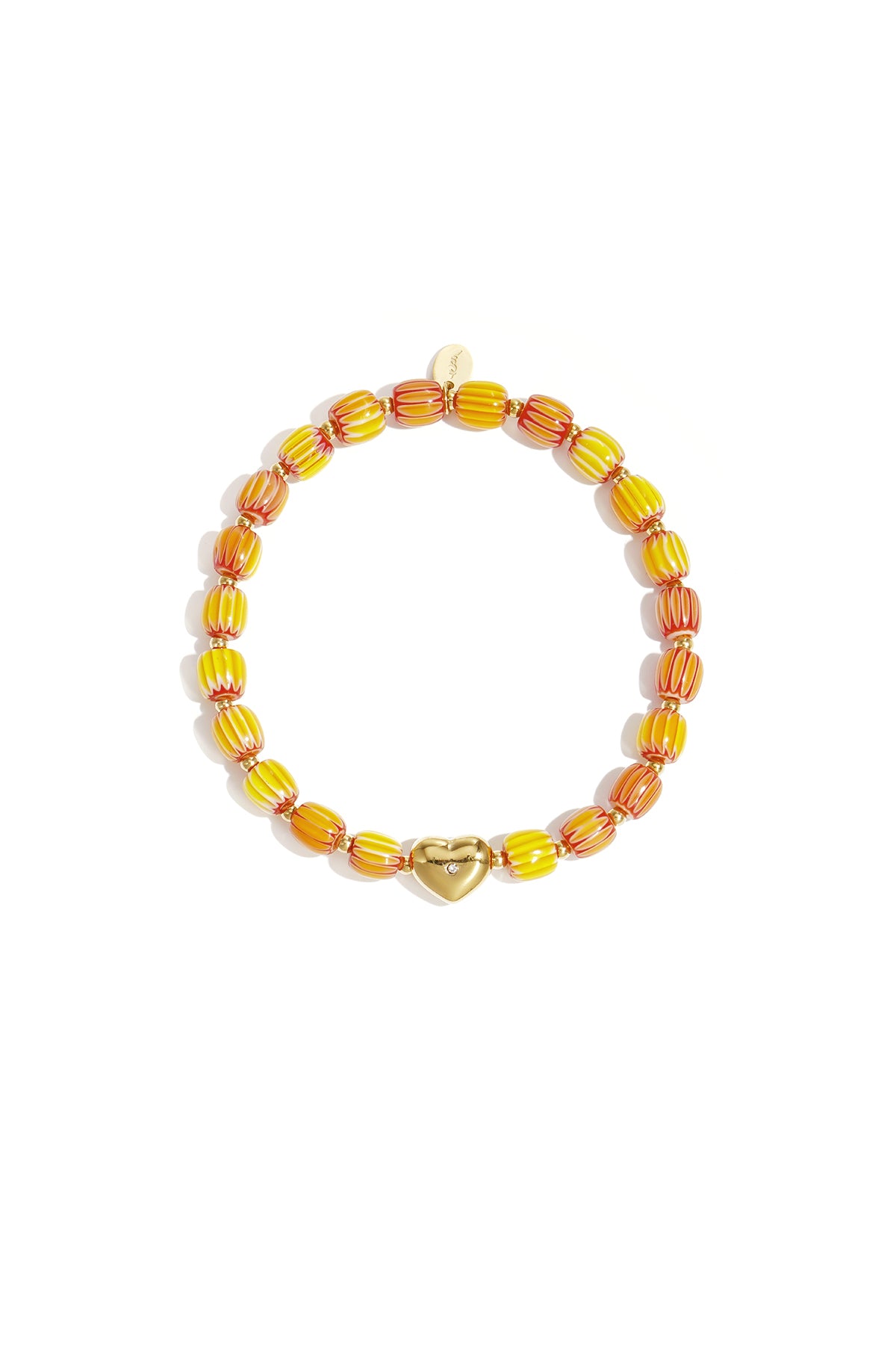 Beaded bracelet with heart-shaped centerpiece