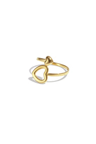 Ring with open and closed heart